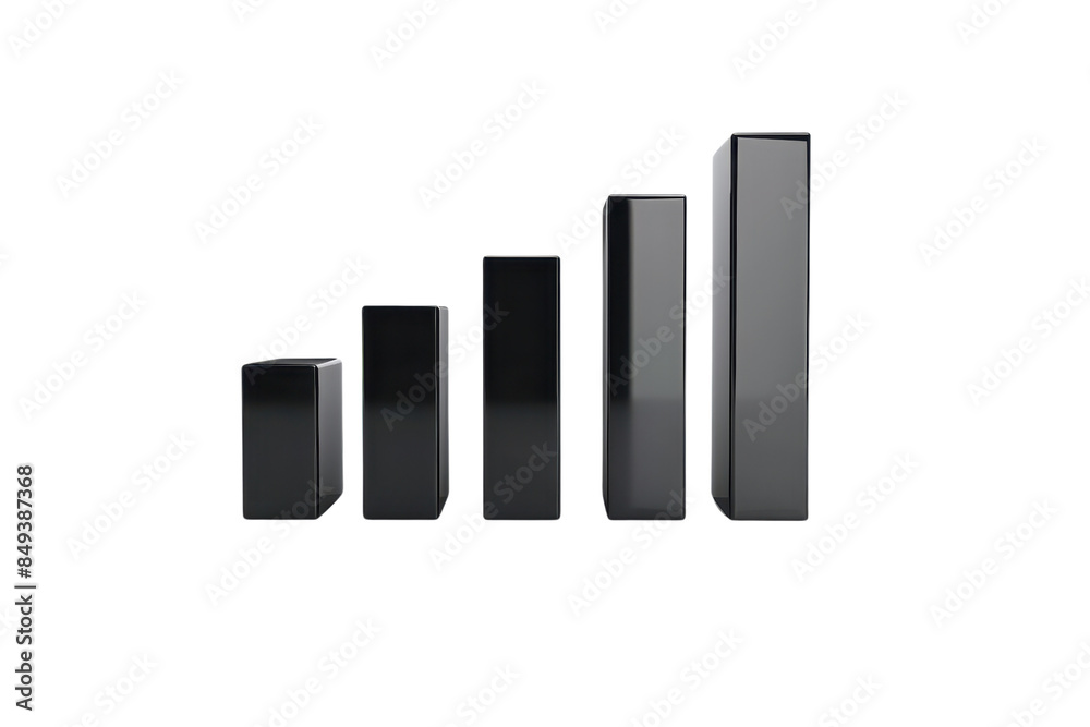 3D black digital signal strength bars with glossy finish, representing network connectivity and data signal strength in technology. 3D black digital signal strength bars with glossy finish, representing network connectivity and data signal strength in technology.