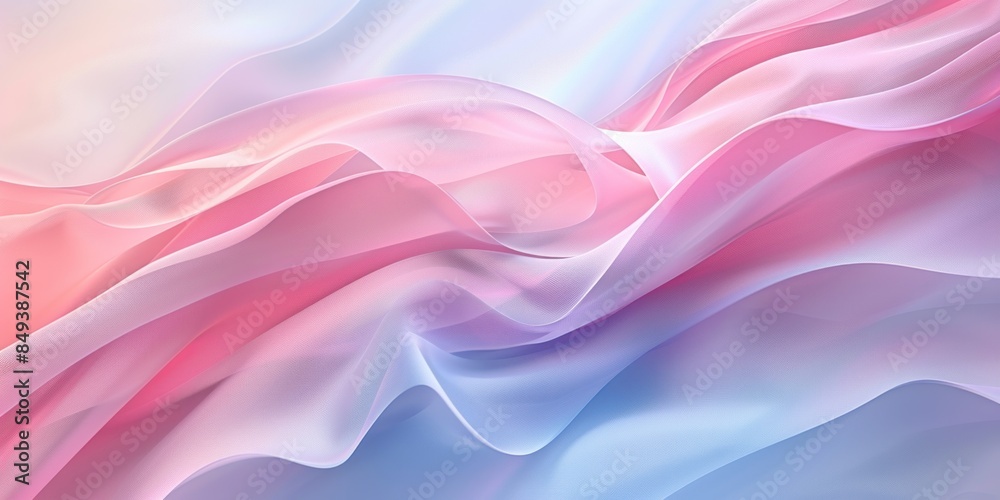 Fluid fabric waves in a delicate pink and blue gradient, creating a serene and soothing background. Fluid fabric waves in a delicate pink and blue gradient, creating a serene and soothing background.