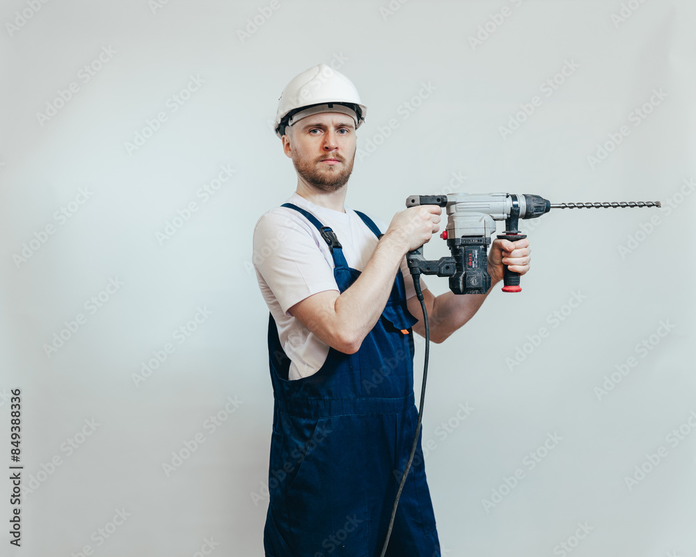 worker with drill worker with drill