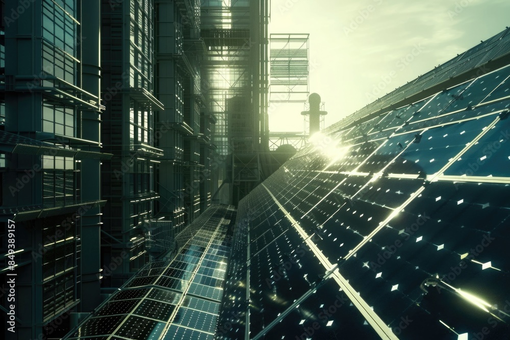 A person standing outside a modern building covered in solar panels, suitable for use in articles about renewable energy or sustainable living A person standing outside a modern building covered in solar panels, suitable for use in articles about renewable energy or sustainable living