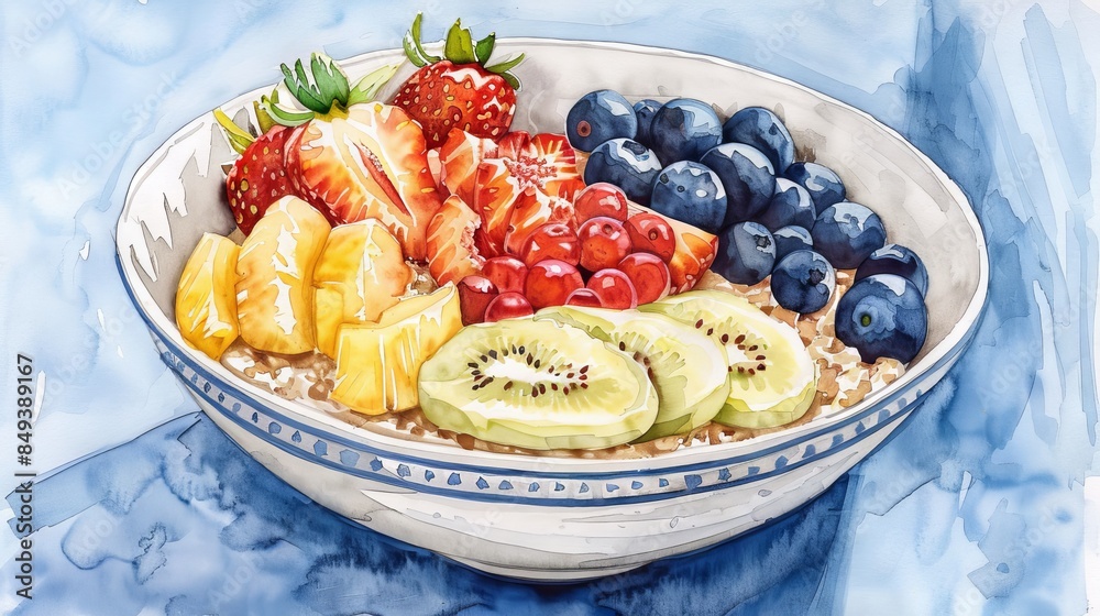 delicious healthy breakfast with fresh berries and fruits in bowl delicious healthy breakfast with fresh berries and fruits in bowl