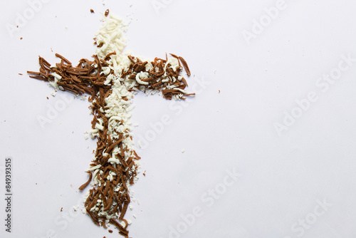 Artistic Chocolate Cross on White