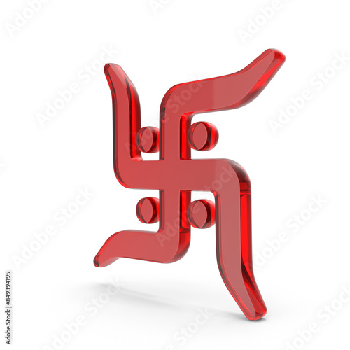 High-Resolution Realistic Hindu Red Glass Swastika Symbol PNG Image for Cultural and Religious Illustrations