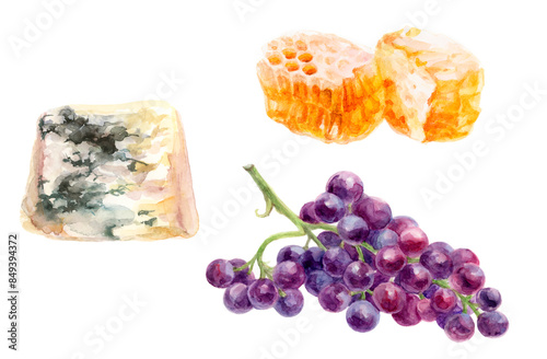 Gourmet Combo of Cheese, Honeycomb, and Grapes, perfect for a highend snack or appetizer photo
