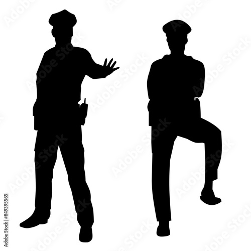 Police silhouette set illustration