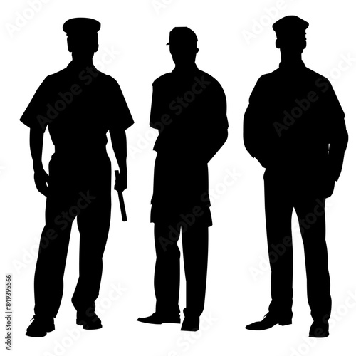 Police silhouette set illustration