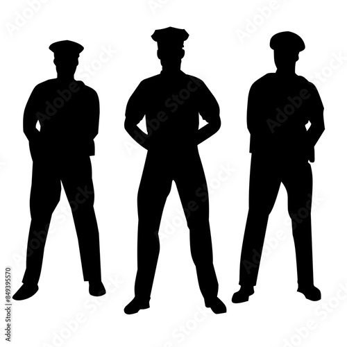Police silhouette set illustration