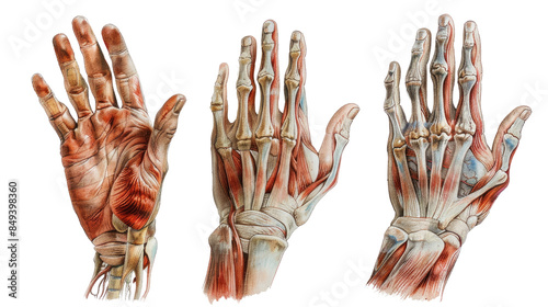 Hand anatomy on a transparent background photo