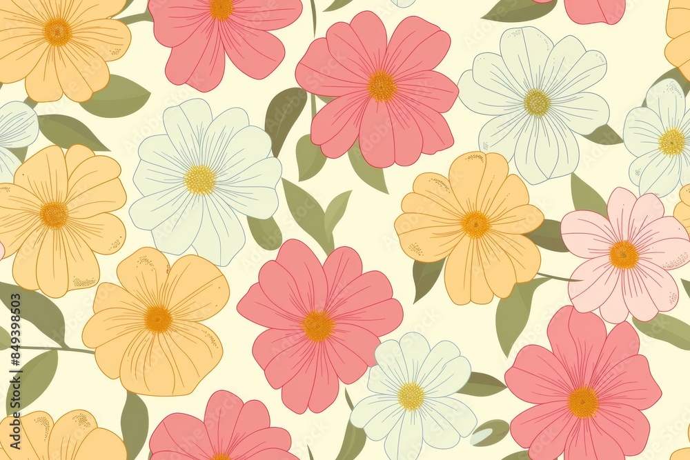 custom made wallpaper toronto digitalDelicate Floral Pattern in Pastel Hues