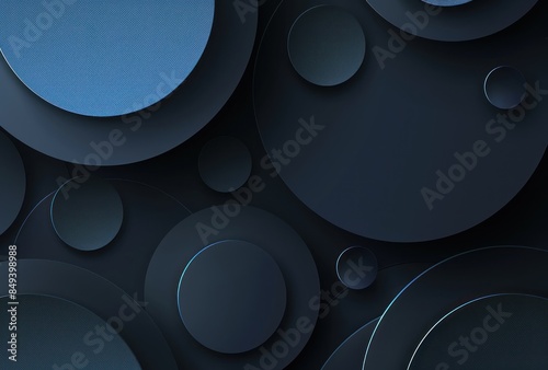 dark blue geometric circle elements with subtle gradients on a dark background