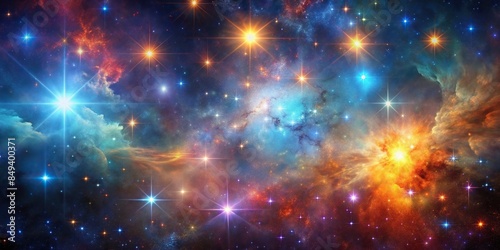 Space background with glowing stars and colorful nebulae, space, background, stars, galaxy, universe, nebulae © Sompong