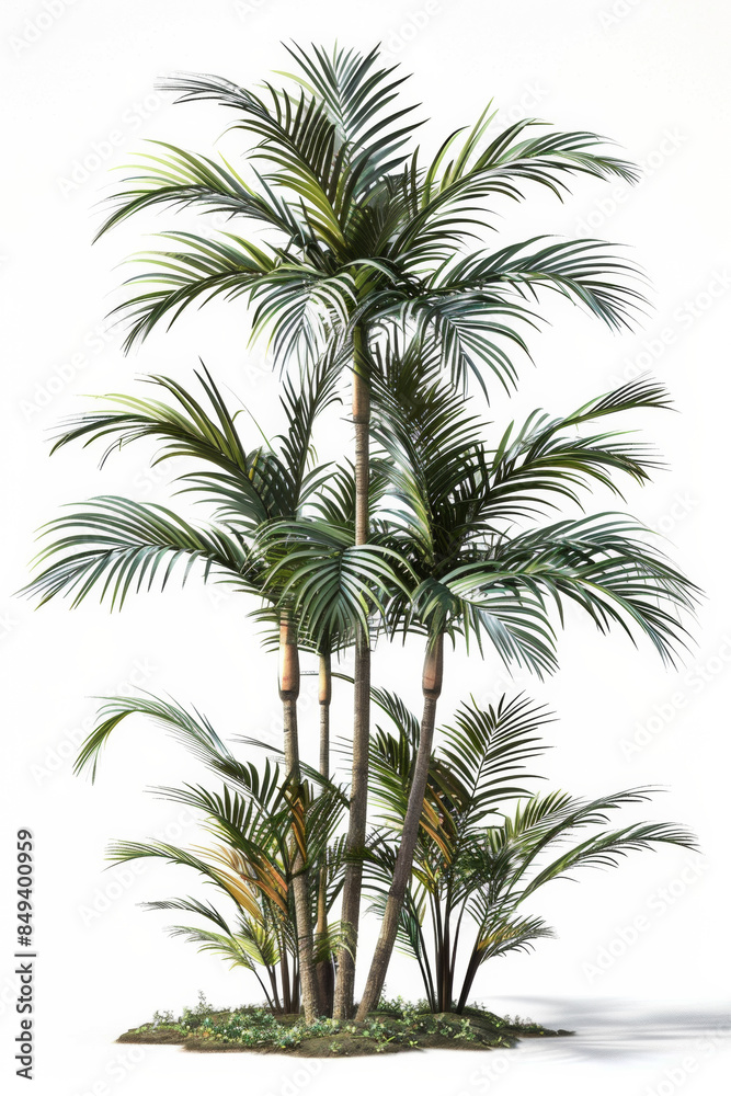 A tropical bush, mid shot, isolated on white background