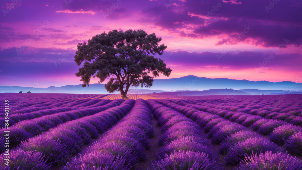 a field of lavender at sunset