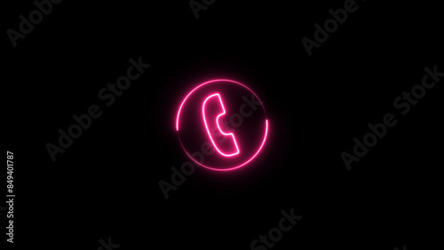 Neon Contact us sign.Telephone, communication. icon in flat style. Telephone symbol. illustration.