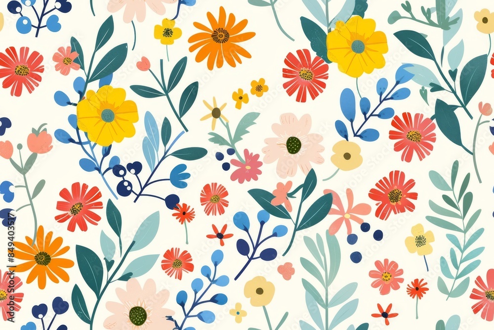 Floral Pattern with Bright Hues Floral Pattern with Bright Hues