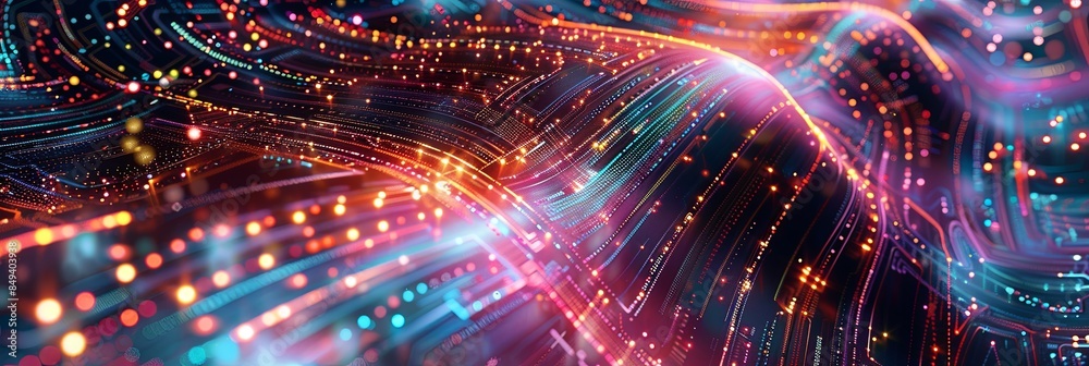 Obraz premium An abstract visualization of big data, featuring complex graphs, digital interfaces, and information streams representing AI data processing. Generative AI
