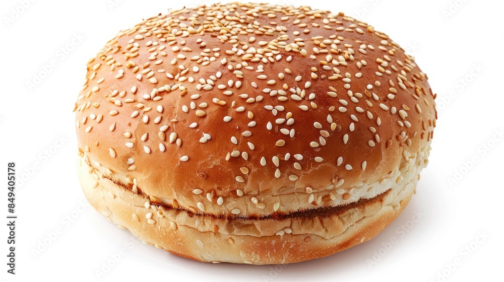 Burger bun with sesame seeds on white background with clipping path Burger bun with sesame seeds on white background with clipping path