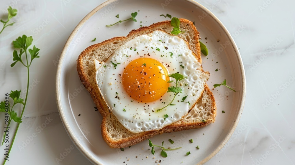 A fried egg sandwich on the plate A fried egg sandwich on the plate