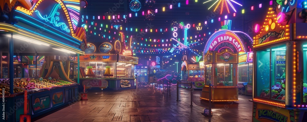 Summer carnival with games and rides, colorful lights and festive atmosphere, 4K hyperrealistic photo. Summer carnival with games and rides, colorful lights and festive atmosphere, 4K hyperrealistic photo.