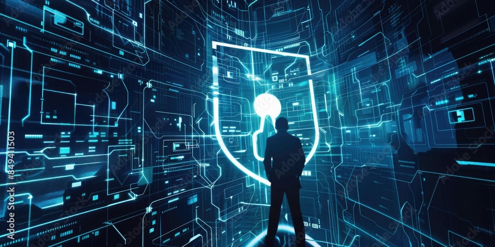 Fototapeta premium A person standing in front of a radiant shield