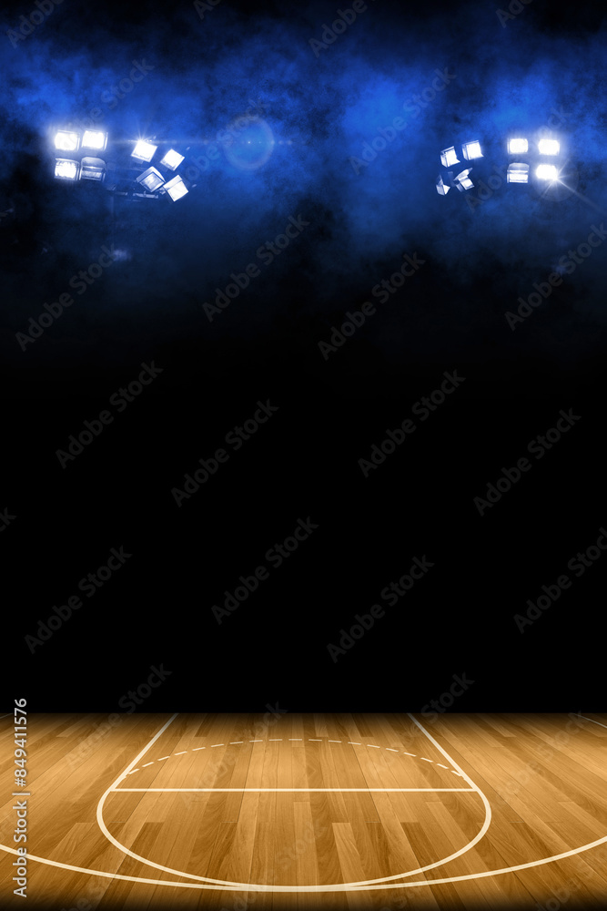 Illuminated Wooden Basketball Court with Smoke Illuminated Wooden Basketball Court with Smoke