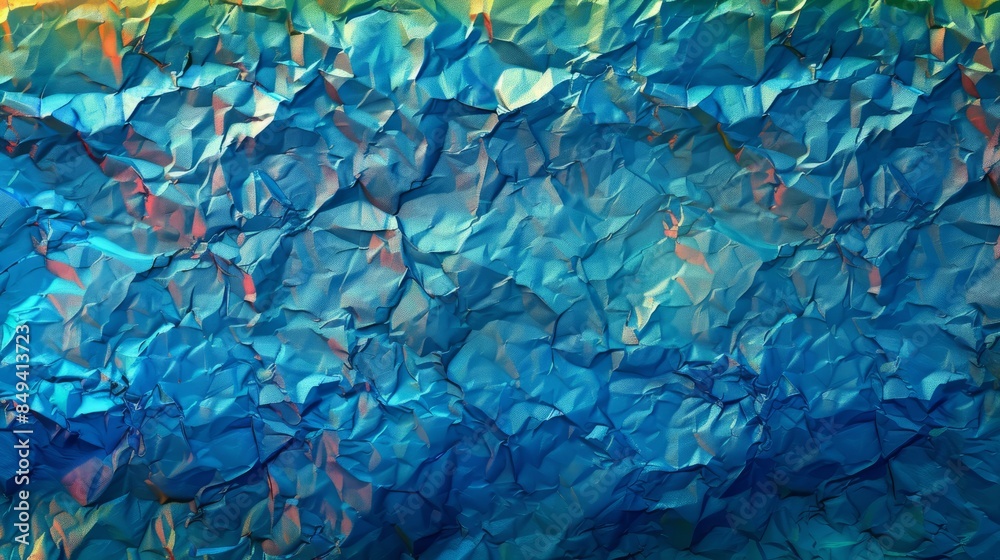 Color blue wrinkled paper with rough grain garbage on old blank color background Color blue wrinkled paper with rough grain garbage on old blank color background