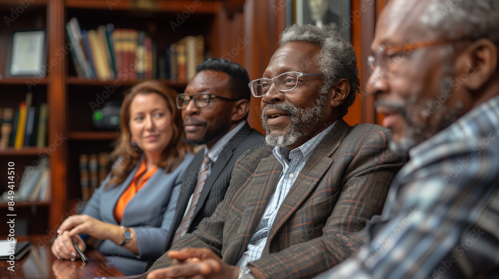 negotiators in a formal office setting. negotiators in a formal office setting.