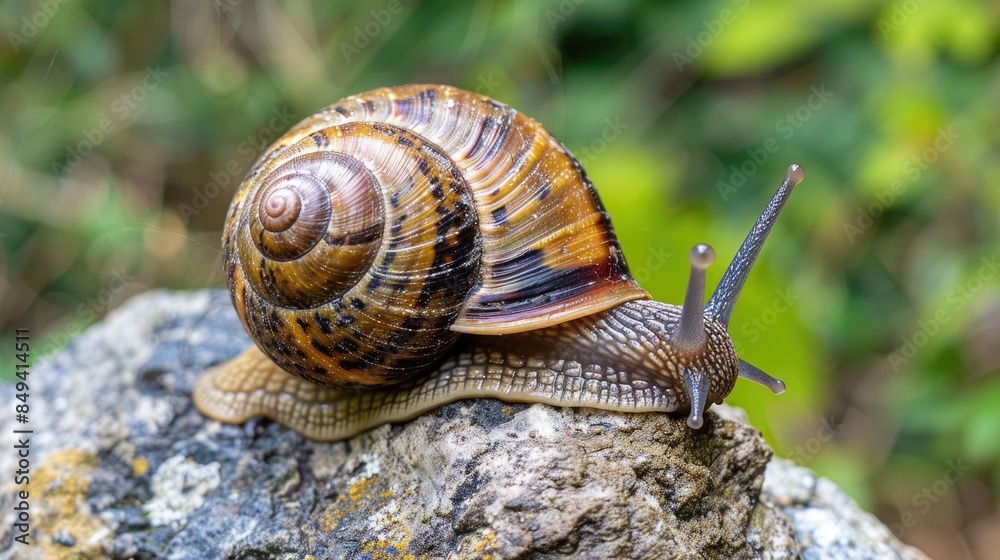 Close up of a Snail Resting on a Rock Close up of a Snail Resting on a Rock