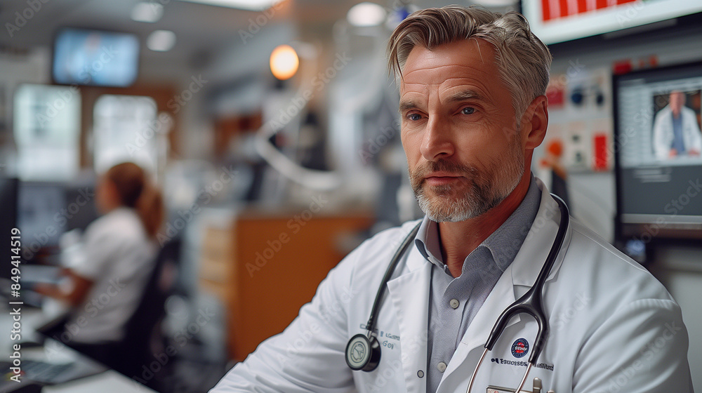 telemedicine setup facilitating remote consultations between doctors and patients. telemedicine setup facilitating remote consultations between doctors and patients.