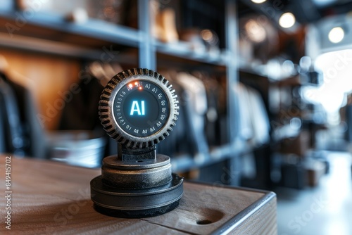 Vintage AI gauge in a rustic workshop setting, evoking nostalgia while emphasizing the timeless appeal of technology photo
