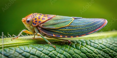 Intricate and detailed planthopper sitting on a leaf, Macro, photography, insect, nature, patterns, textures, intricate, detailed photo