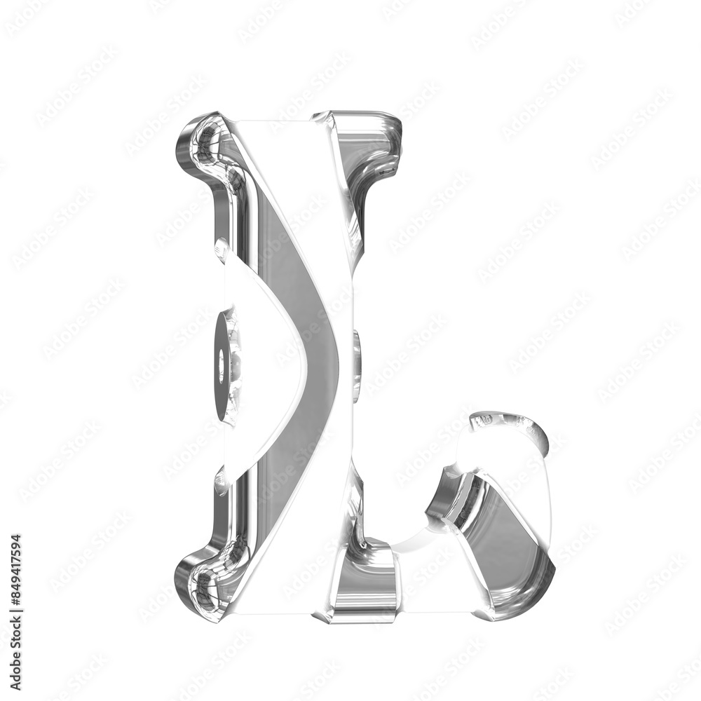 Obraz premium White symbol with silver thick straps. letter k