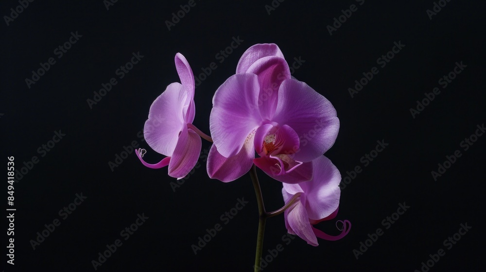 Two pink flowers in a decorative vase against a dark background Two pink flowers in a decorative vase against a dark background