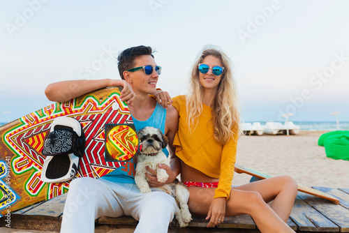 young couple having fun on beach