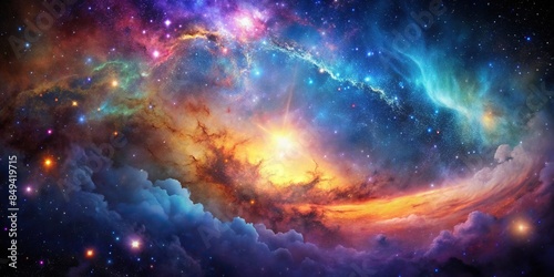 Space nebula and galaxy with bright stars and colorful nebula clouds, space, nebula, galaxy, stars, colorful, clouds