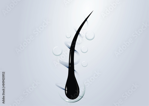 Nourish your hair with shampoo or serum. Repairing maintained soft hair concept, 3d vector.