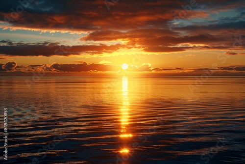 Experience the serene beauty of the sun setting over Iceland's tranquil waters, casting a warm golden glow under the Midnight Sun.