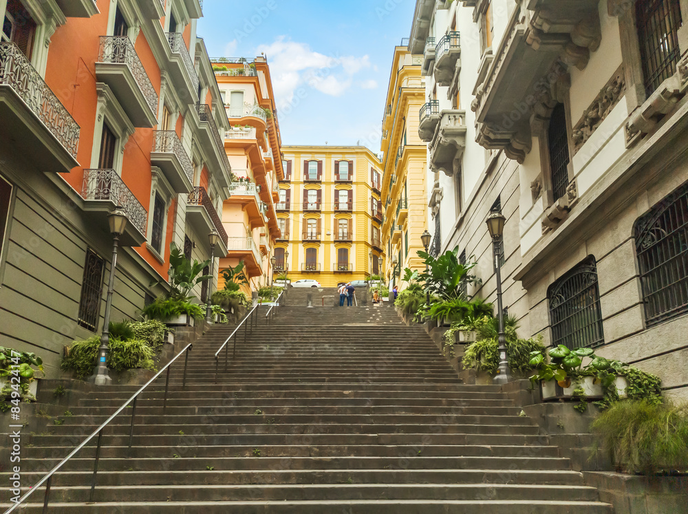 Stairs in an elegant neighborhood in Naples Stairs in an elegant neighborhood in Naples