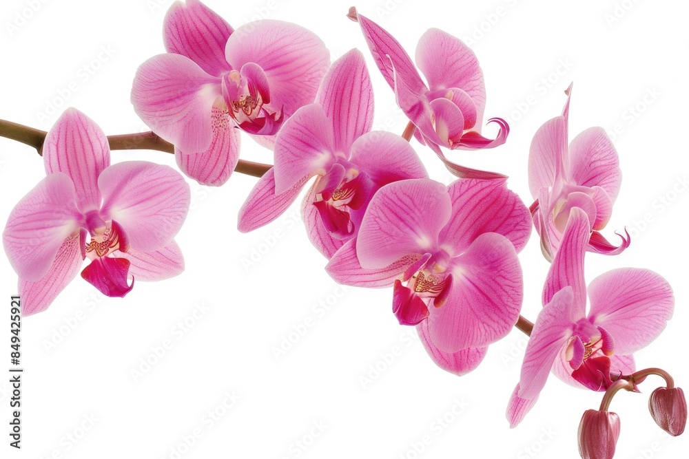 Close-up shot of a pink flower blooming on a branch, suitable for use in botanical or floral illustrations Close-up shot of a pink flower blooming on a branch, suitable for use in botanical or floral illustrations