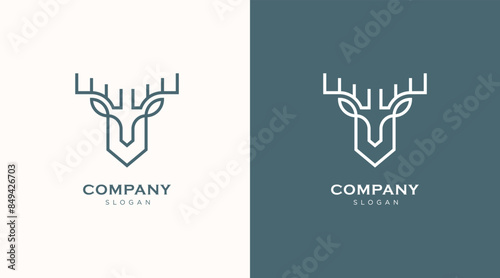 Minimalist deer antlers logo design vector