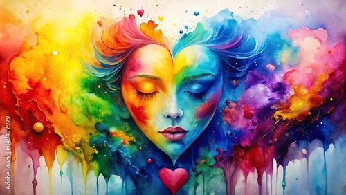Vibrant watercolor art showcasing the emotional spectrum and interconnected feelings , emotions, colorful, watercolor