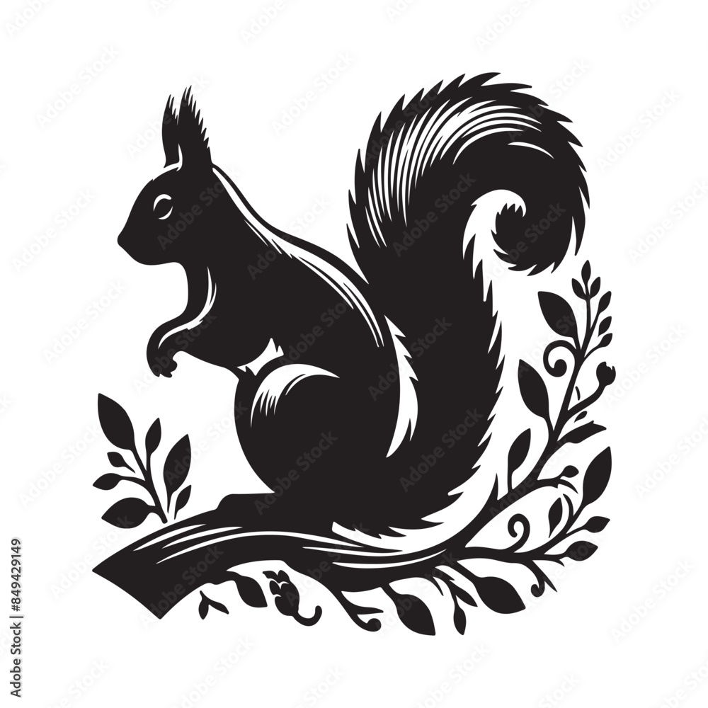 Grey Squirrel Silhouette Vector Art Grey Squirrel Silhouette Vector Art