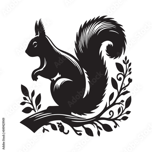Grey Squirrel Silhouette Vector Art