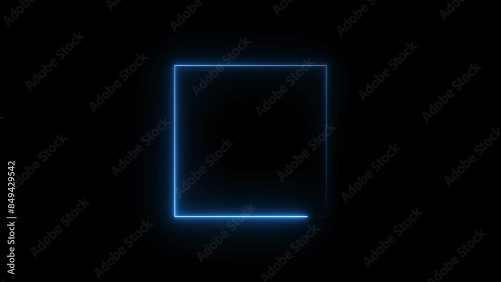 Glowing neon square frame animation and seamless loop background. Glowing neon square frame animation and seamless loop background.