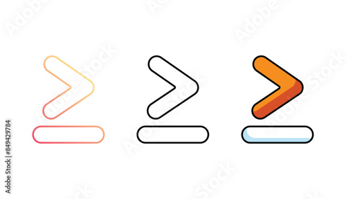 Greater Than Or Equal To icon design with white background stock illustration