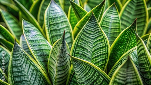 Close up view of Sanseviera leaves photo