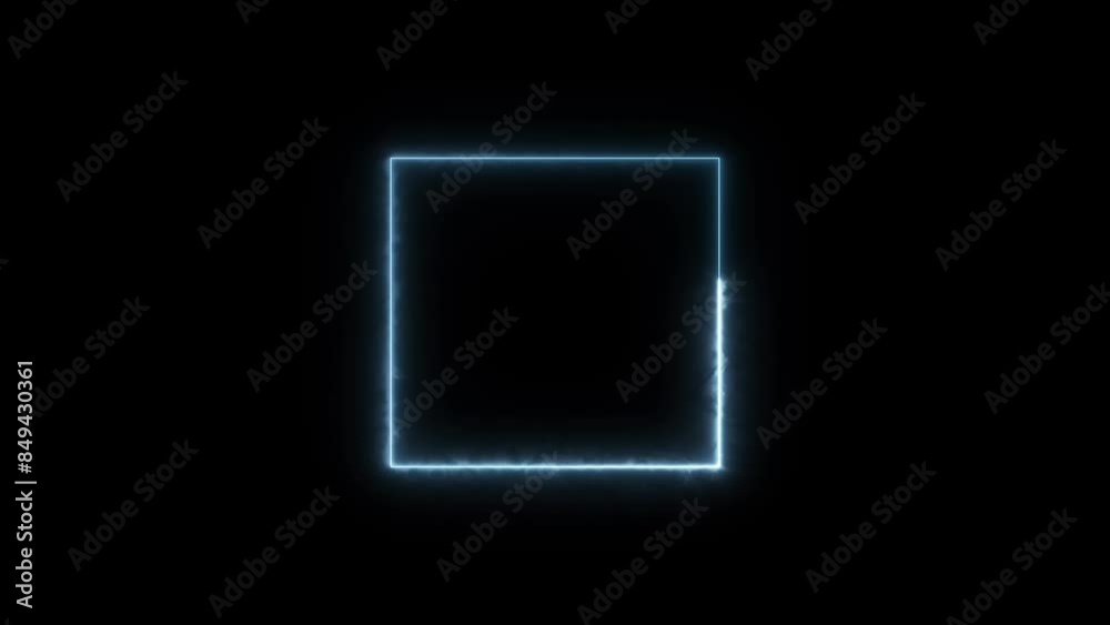 Glowing neon square frame animation and seamless loop background.