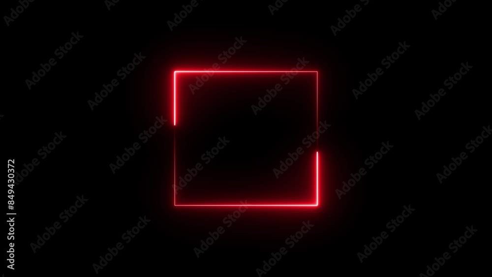 Glowing neon square frame animation and seamless loop background. Glowing neon square frame animation and seamless loop background.