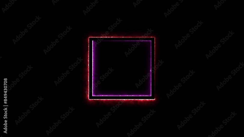 Neon square frame animation and moving neon square, rectangle frame isolated on black background. Neon square frame animation and moving neon square, rectangle frame isolated on black background.