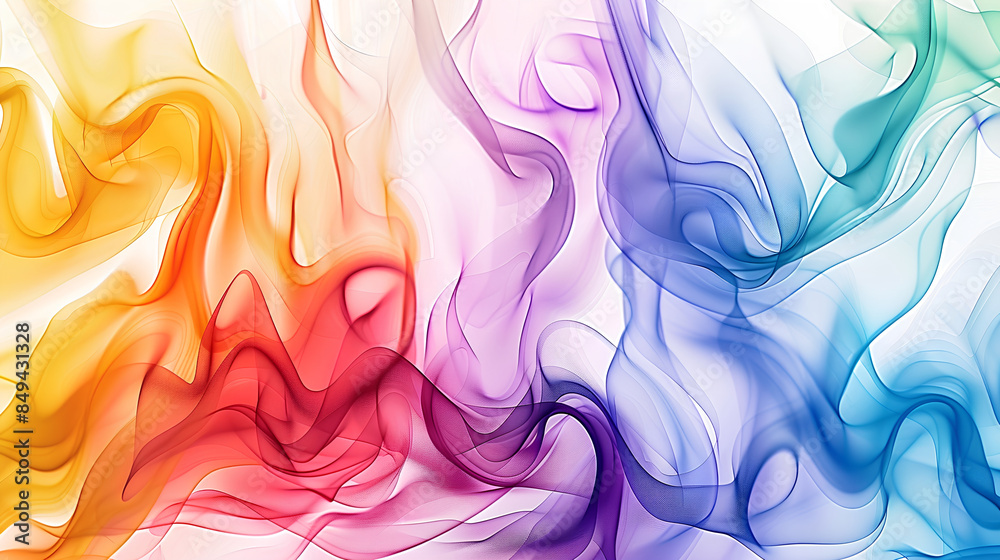 Fototapeta premium a bright, minimalist watercolor abstract background with vibrant rainbow colors